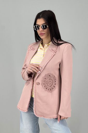 Дамско сако в цвят пудра