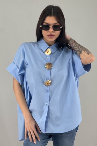 Дамска риза в светло синьо