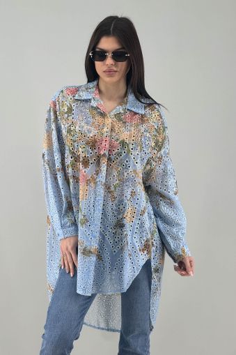 Дамска риза в светло синьо