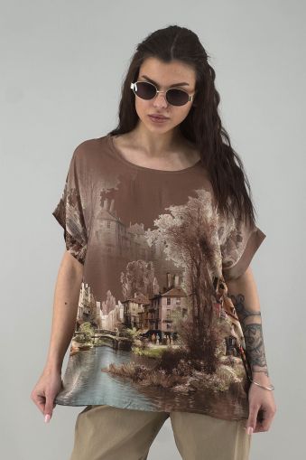 Дамска блуза в кафяво