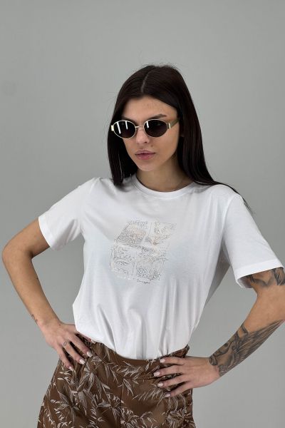 Дамска тениска с  принт в бяло