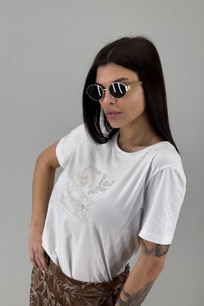 Дамска тениска с  принт в бяло