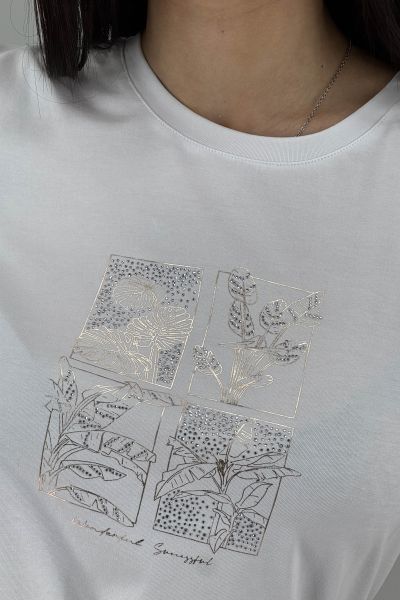 Дамска тениска с  принт в бяло