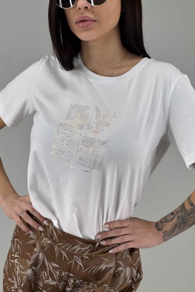 Дамска тениска с  принт в бяло