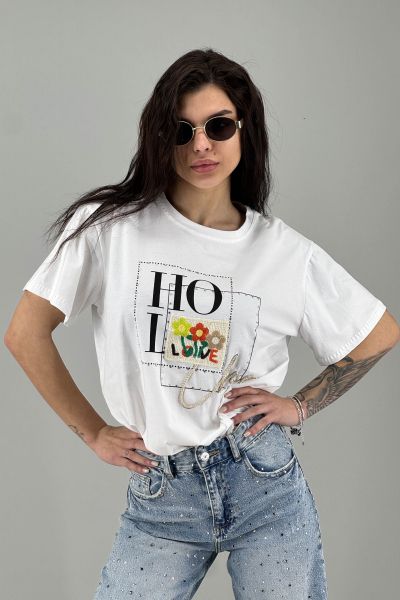 Дамска тениска в бяло