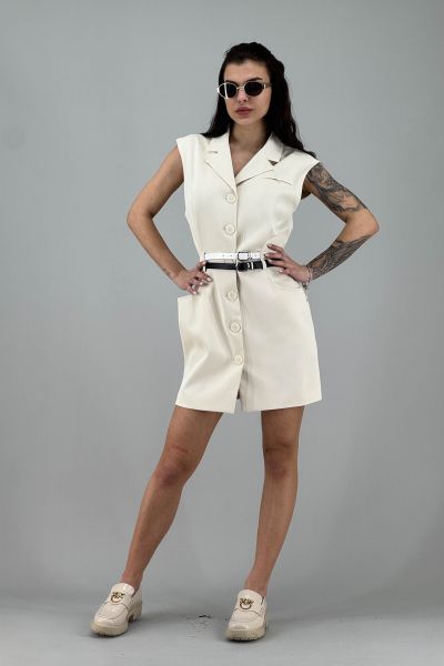 Дамски елек в бяло-крем