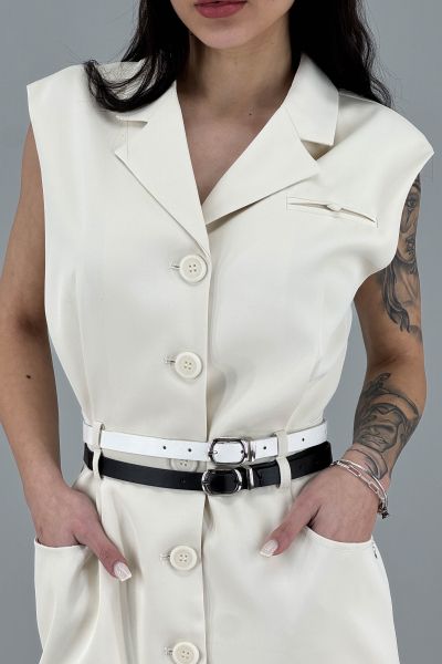 Дамски елек в бяло-крем