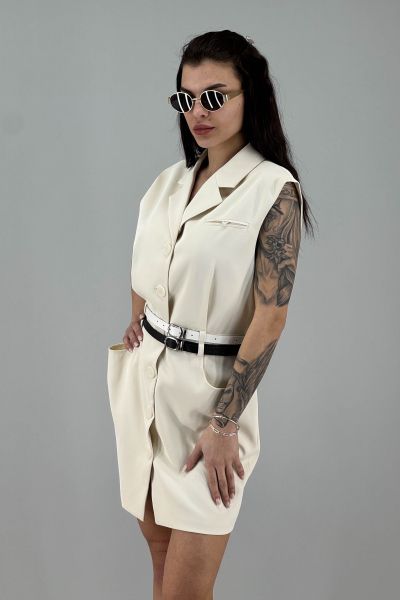 Дамски елек в бяло-крем