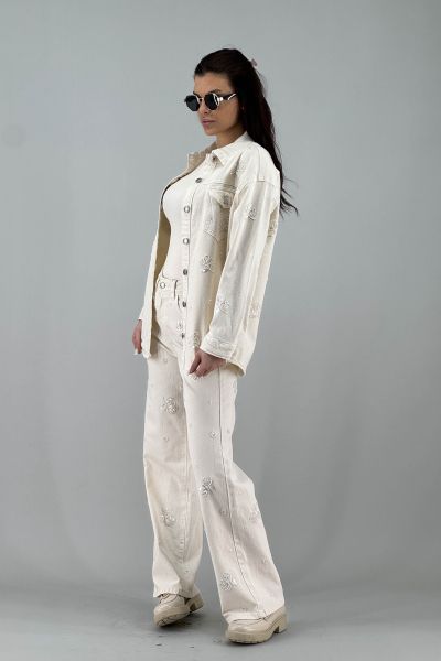 Дамски дънки в екрю