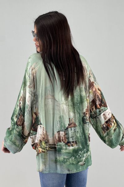 Дамска риза в светло зелено