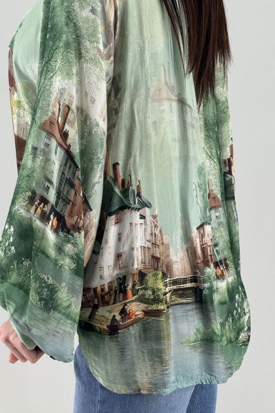 Дамска риза в светло зелено