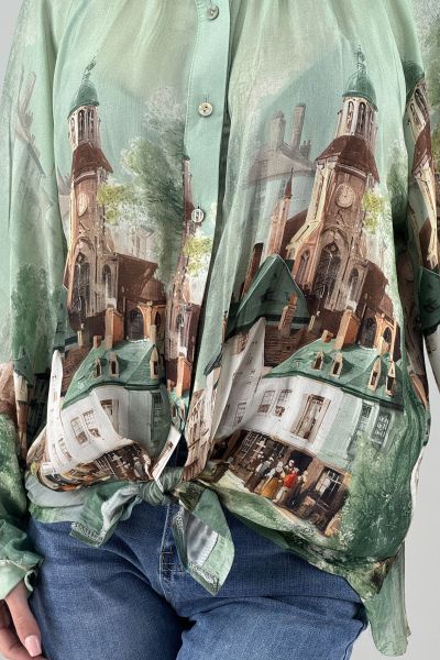 Дамска риза в светло зелено