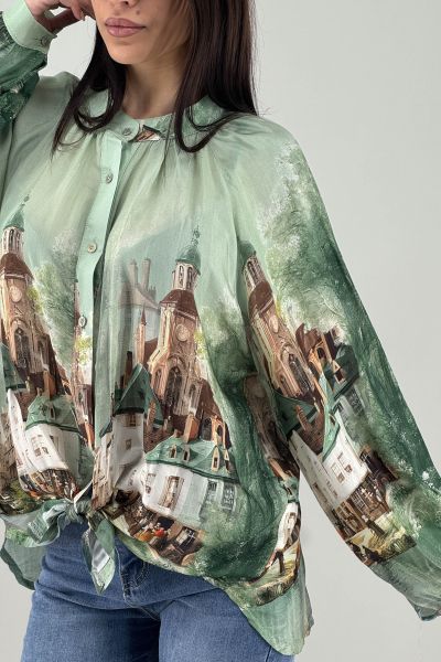 Дамска риза в светло зелено