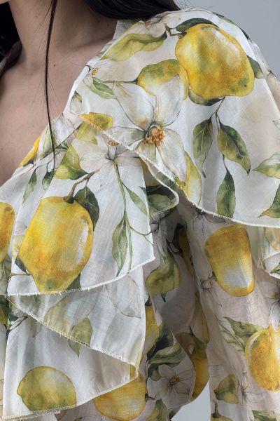 Дамска риза в екрю с лимони