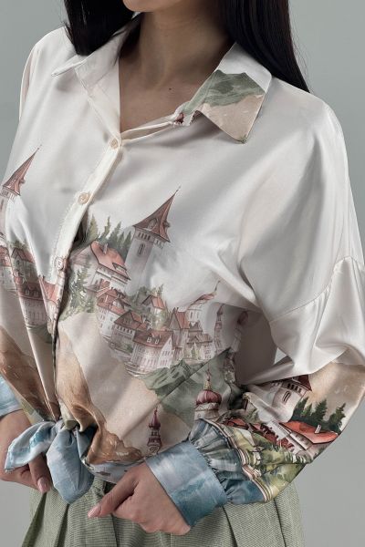 Дамска сатенена риза в екрю