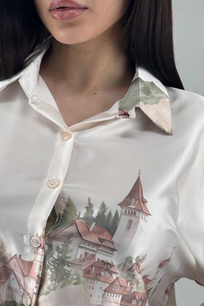 Дамска сатенена риза в екрю