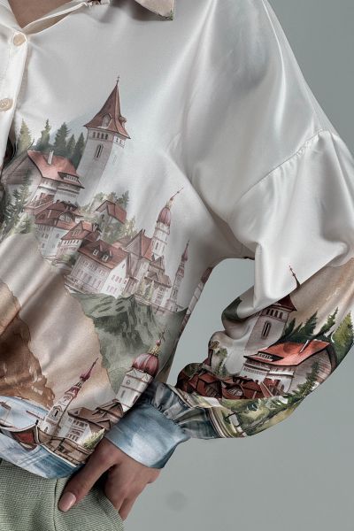 Дамска сатенена риза в екрю