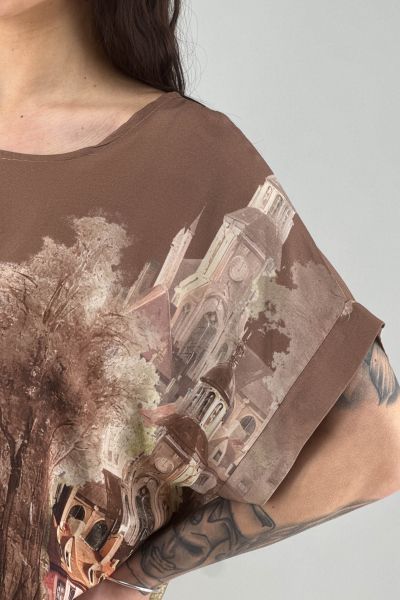 Дамска блуза в кафяво