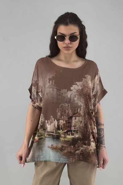 Дамска блуза в кафяво