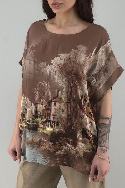 Дамска блуза в кафяво