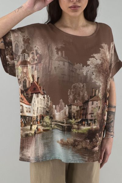 Дамска блуза в кафяво