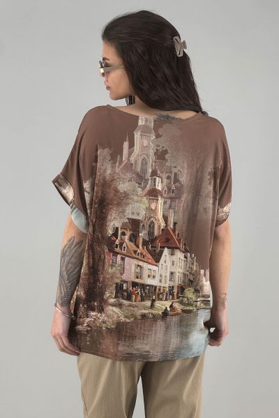 Дамска блуза в кафяво