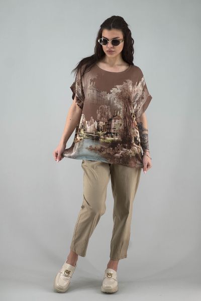 Дамска блуза в кафяво