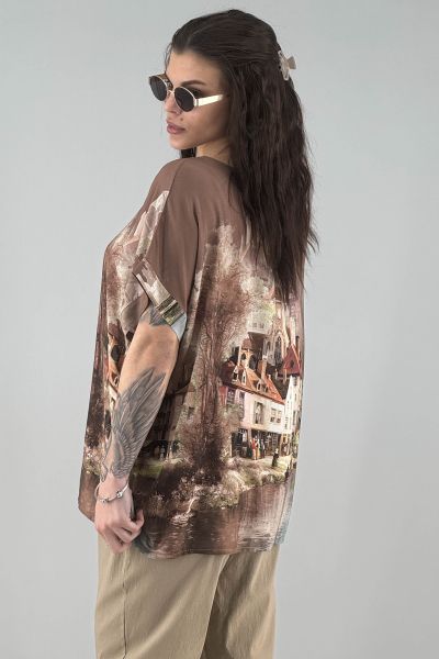 Дамска блуза в кафяво