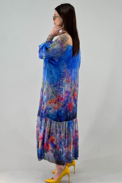 Копринена рокля в синьо