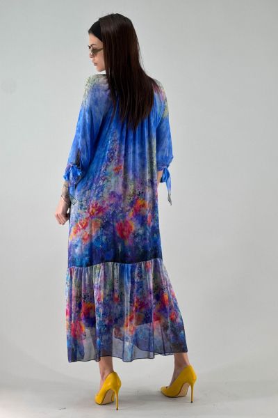 Копринена рокля в синьо