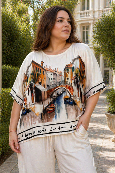 МАКСИ копринена блуза в екрю