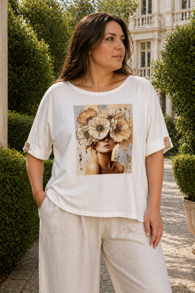 Дамска МАКСИ тениска в бяло