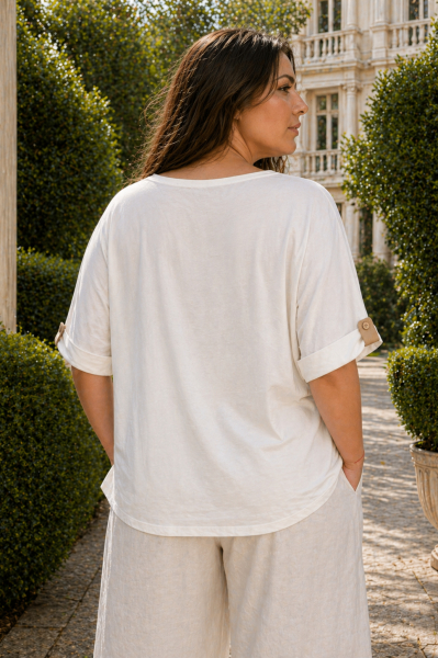 Дамска МАКСИ тениска в бяло